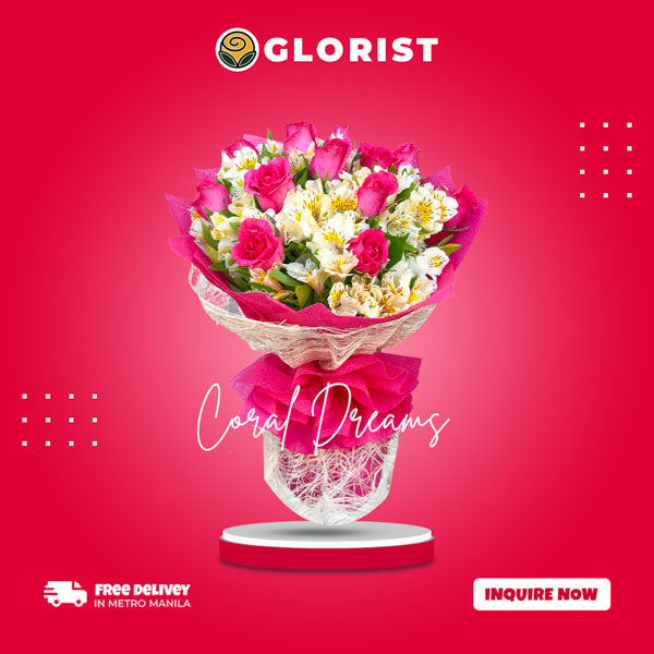 Stunning one dozen pink rose bouquet with white alstroemeria fillers. Korean and abaca wrap for a touch of elegance and charm.