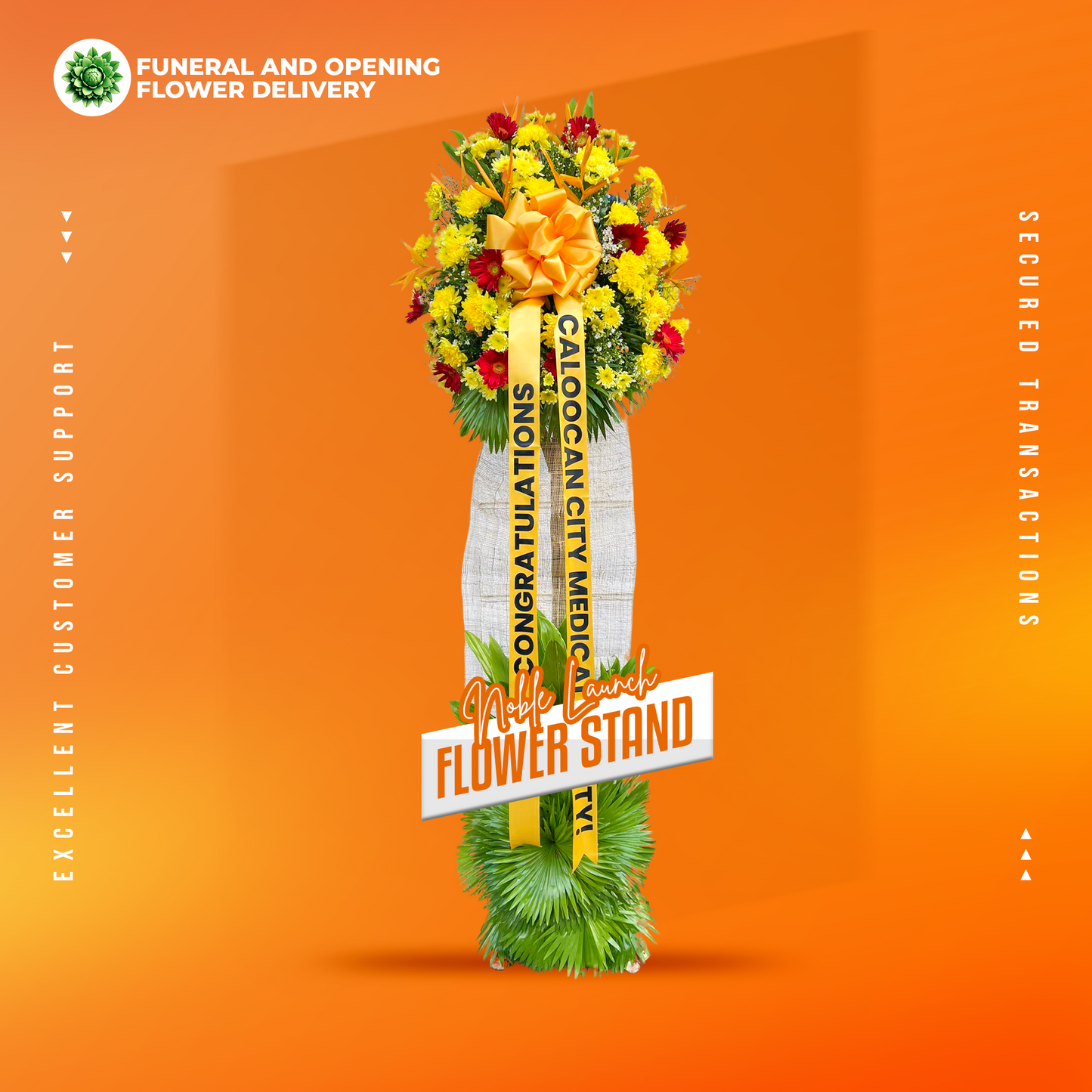 Noble Launch Inaugural Stand with vibrant blooms and greenery for grand openings and celebrations