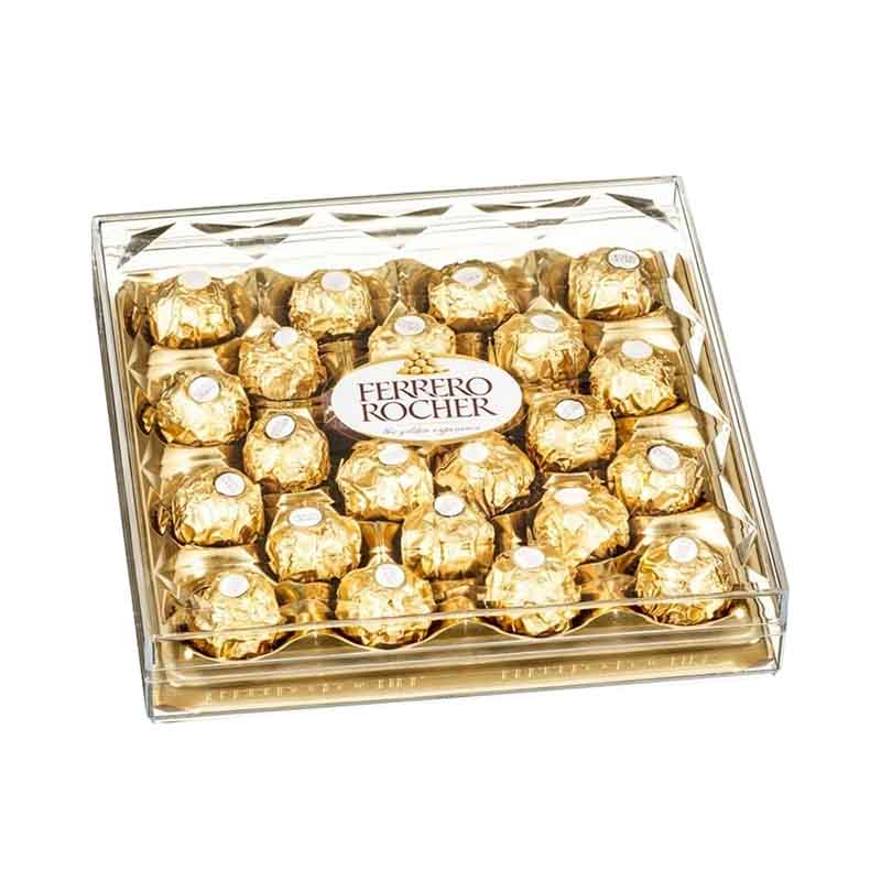 Indulge in the exquisite T24 Ferrero Rocher chocolate: a decadent combination of creamy chocolate, crunchy wafer, and luscious hazelnut, a true gourmet delight.