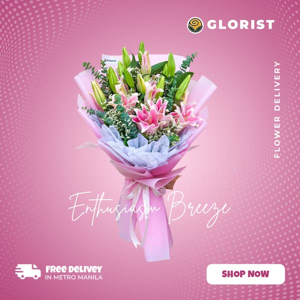 A stunning bouquet featuring Stargazer lilies, complemented by fresh and fragrant eucalyptus leaves and misty white. This exquisite arrangement is expertly wrapped in a pink Korean-style wrap, adorned with a luxurious satin ribbon. Celebrate any occasion with this enchanting bouquet of flowers, designed to impress and delight.