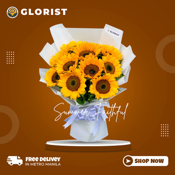 Bountiful beauty: A dozen vibrant sunflowers elegantly wrapped in a Korean style with a satin ribbon, symbolizing warmth, happiness, and radiance.