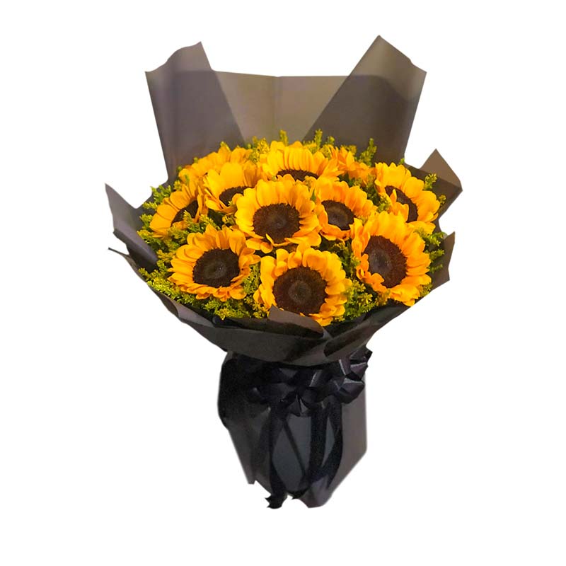 Summer Festival: A vibrant arrangement bursting with 12 sunflowers and complemented by golden rod, evoking the essence of summer and bringing joy to any space.