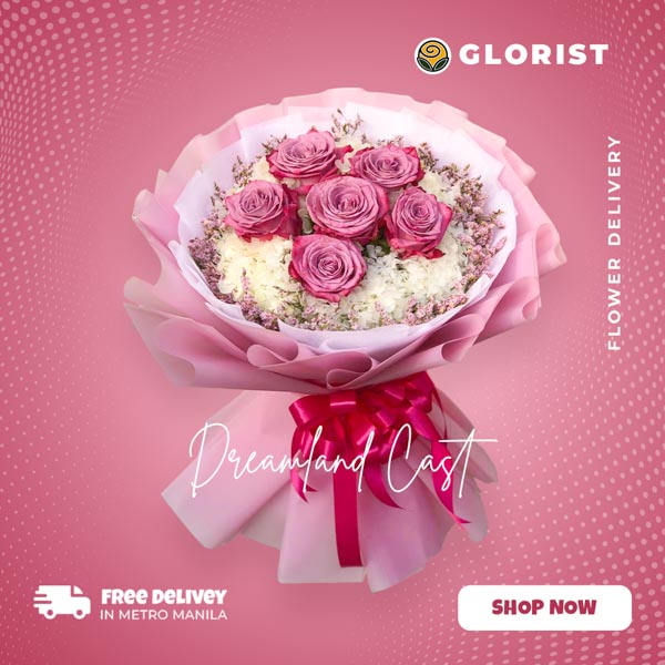 A striking bouquet featuring a vibrant arrangement of 6 moody purple Ecuadorian roses, adorned with delicate hydrangea. The bouquet is elegantly wrapped in light pink Korean-style packaging, enhanced with a luxurious pink satin ribbon. This captivating floral ensemble is the perfect choice to convey joy and beauty for any special occasion.