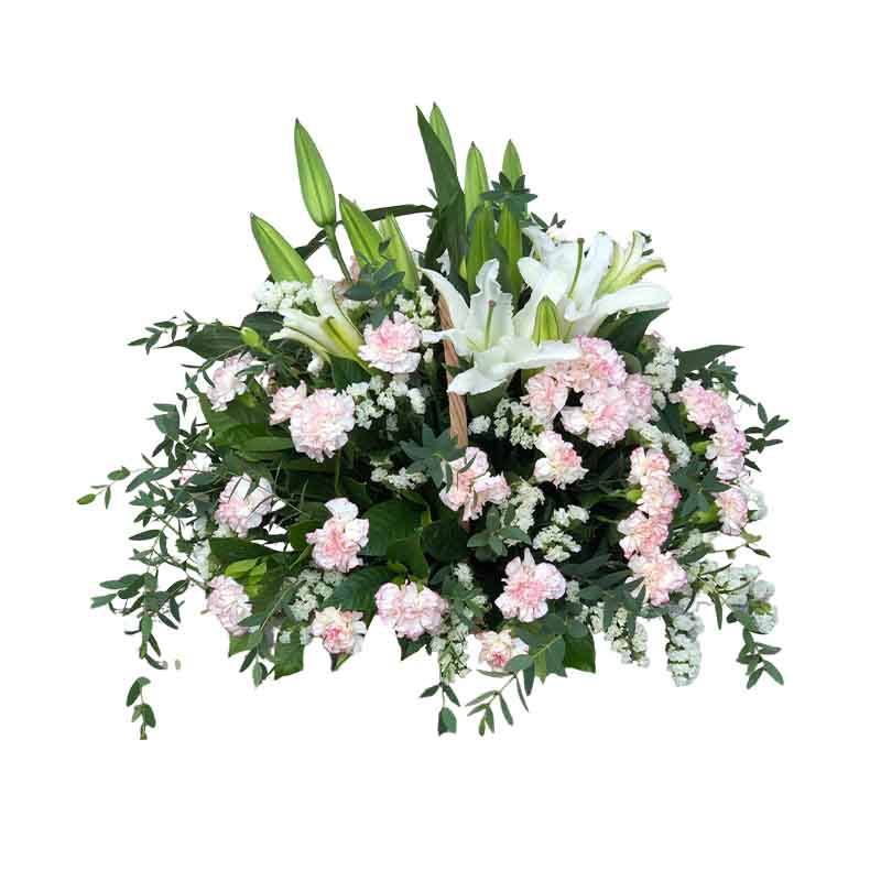 Sultry Fantasy Basket Arrangement: Stargazer Lilies, Carnation, Parvi Fillers