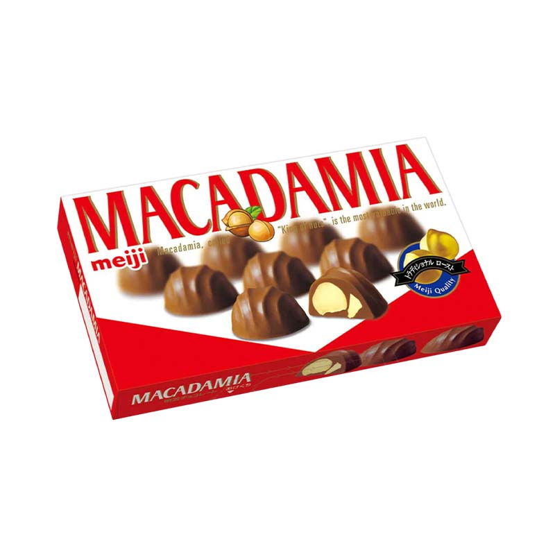 Meiji Macadamia Chocolate - A delectable blend of creamy milk chocolate and roasted macadamia nuts, creating a delightful snack for chocolate and nut enthusiasts. Perfect for indulgence or gifting.