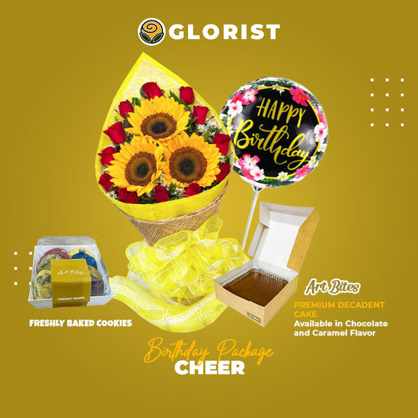 flower delivery Philippines, birthday flower package, sunflower and rose bouquet Philippines, birthday cake delivery, chocolate cake Philippines, premium birthday gifts, Happy Birthday balloon, birthday celebration package, cookies delivery Philippines, online flower shop Philippines.