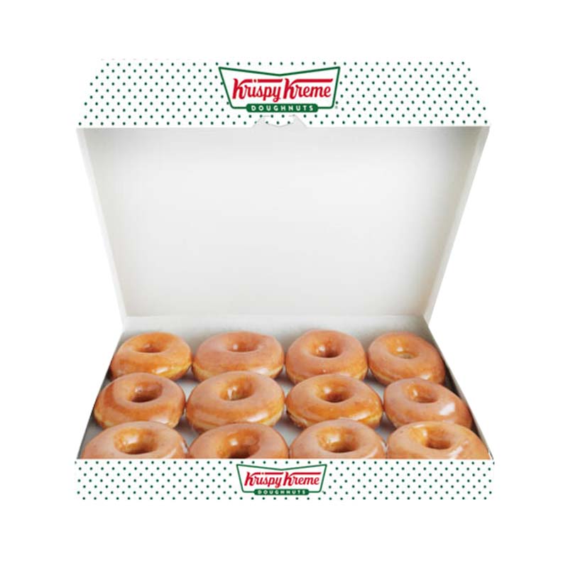 Irresistible Delight: 12 Krispy Kreme Original Glaze - Freshly baked, mouthwatering doughnuts, a sweet treat for all occasions.
