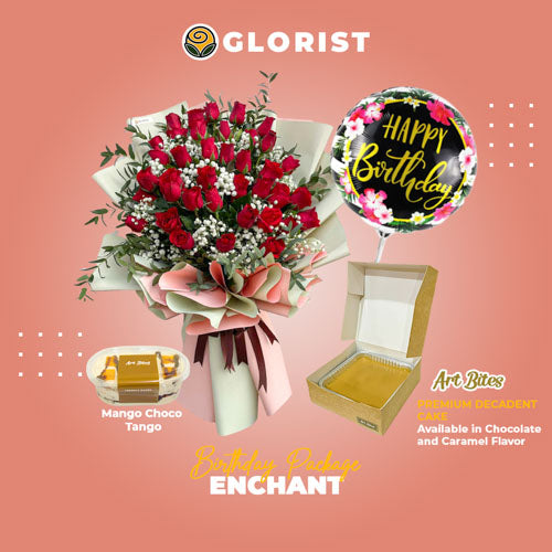 flower delivery Philippines, birthday flower package, red rose bouquet Philippines, birthday cake delivery, caramel cake Philippines, premium birthday gifts, Happy Birthday balloon, birthday celebration package, Mango Choco Tango delivery, online flower shop Philippines.