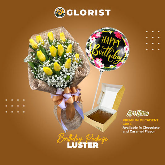 flower delivery Philippines, birthday flower package, yellow tulips bouquet Philippines, birthday cake delivery, chocolate cake Philippines, premium birthday gifts, Happy Birthday balloon, birthday celebration package, online flower shop Philippines.