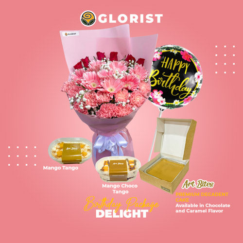 Make your loved one's birthday a day filled with delight and joy with our exclusive Delight Birthday Package. This thoughtfully crafted package includes the stunning Classic Adoration Gerbera Daisy, Sunflower, and Rose Bouquet, symbolizing