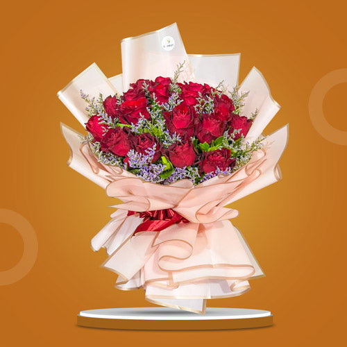 20 Red China Rose Flower Bouquet with Korean Wrap Best for Birthday Surprise and Flower Delivery