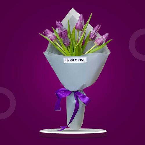 Bouquet of Purple Tulips wrap in Grey Korean Wrapping Flower Delivery in Metro Manila