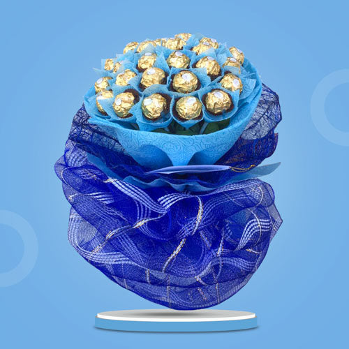 Sugar Bouquet featuring 24 Ferrero Rocher chocolates arranged in an elegant and vibrant design.