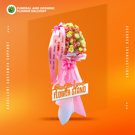 Perceptive Launch Inaugural Stand with fresh flowers for grand openings and celebrations